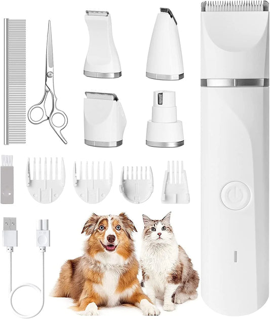 4 in 1 Electric Pet Grooming Kit - Hair Trimmer, Clippers, Nail Grinder for Cats & Dogs